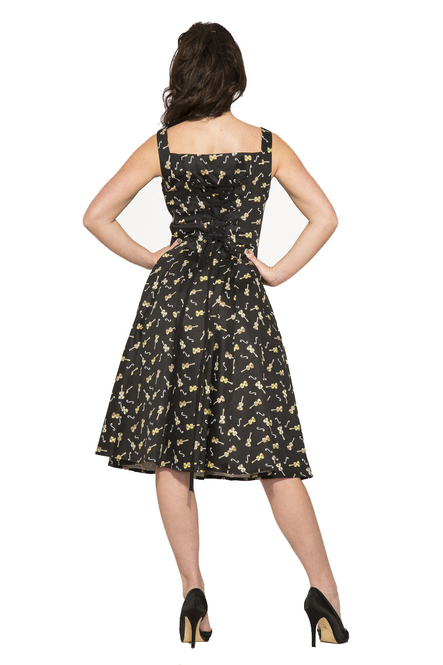 3087 Violin Vixen Swing Dress in Black