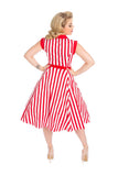 3379 Striped Tea Dress in Red and White