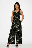 40240 Black Green Leaf Jumpsuit