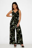 40240 Black Green Leaf Jumpsuit