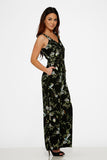 40240 Black Green Leaf Jumpsuit