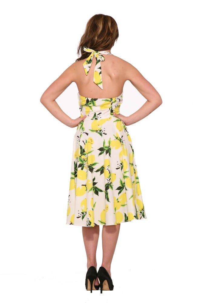 lemon halter dress Auburn Pale Lemon Halter-Neck Midi Dress Club L London