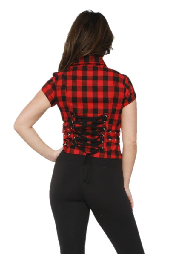 60427 Black Red Check Top