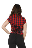 60428 Navy Red Check Top