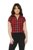 60428 Navy Red Check Top