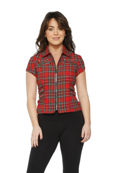 60429 Red Tartan Top – Orchid Bloom Clothing