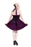 6375 Minnie Halter Mini Dress in Purple Dots