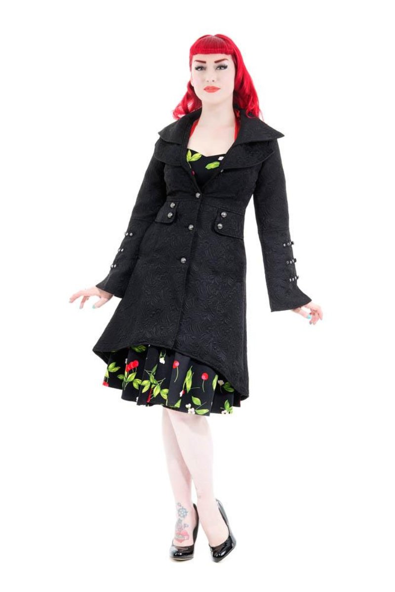 6486 Blair Coat in Black Brocade