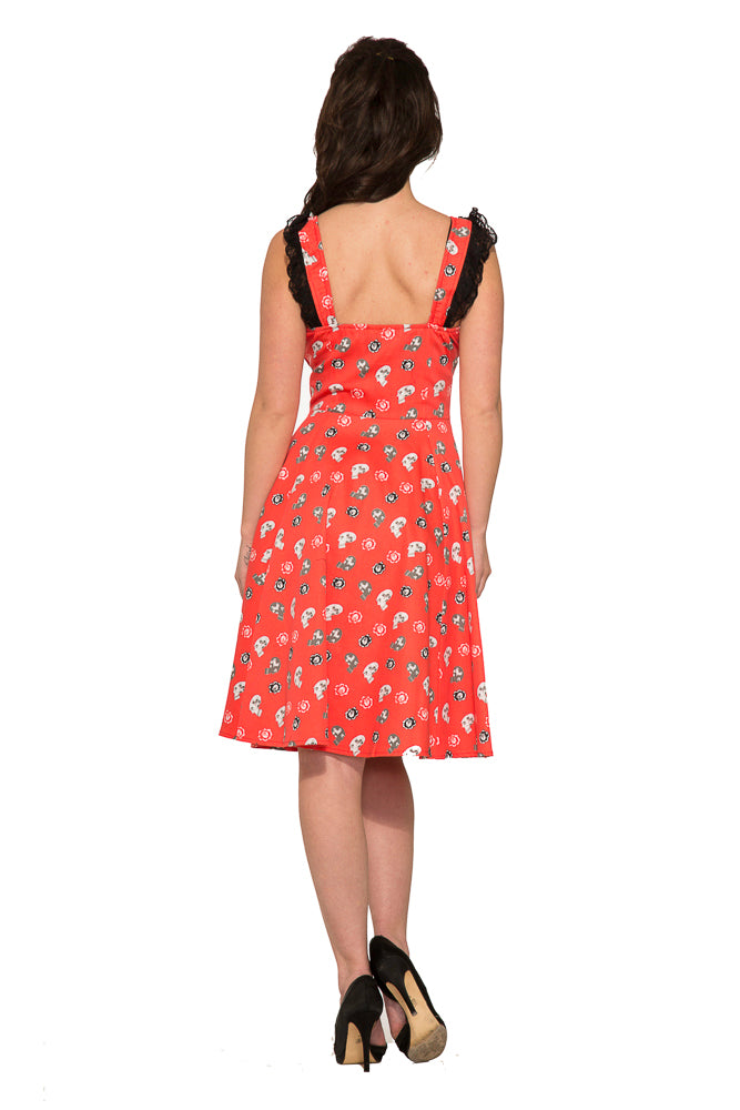6672 Skull Baby Swing Dress in Hot Red
