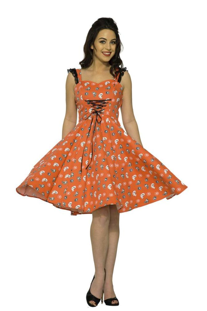 6672 Skull Baby Swing Dress in Hot Red