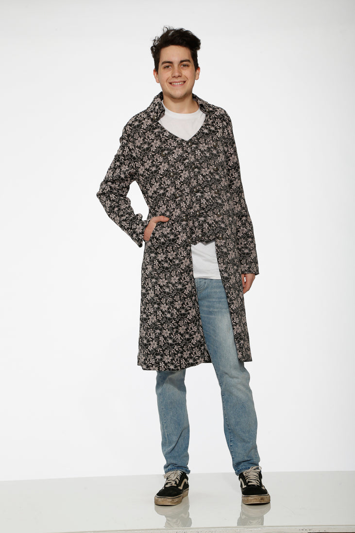 80011 Gray Jacquard Men's Coat
