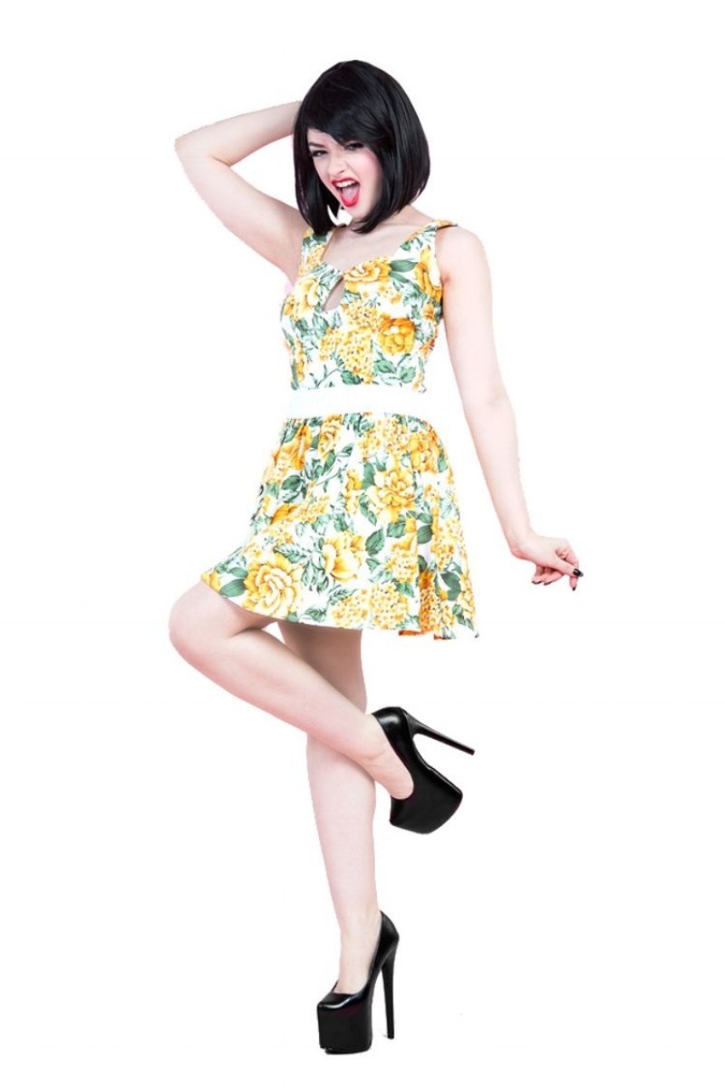 8015 Carnation Mini Dress in Yellow