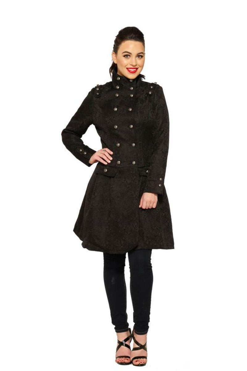 9190 Marcella Flared Brocade Coat