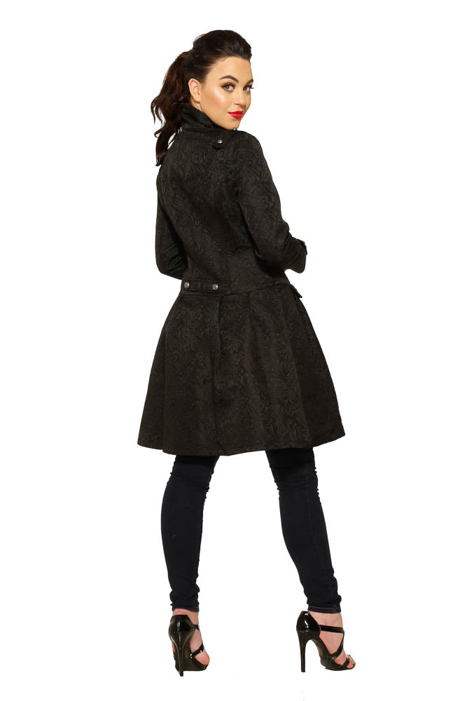 9190 Marcella Flared Brocade Coat