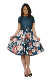 L018612 Teal Floral Dress