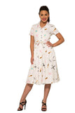 4153 Peggy Top and Holly Skirt in White Beauty Salon Print Two Piece Set